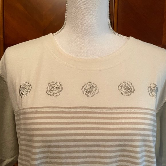"Jaclyn Smith Sport" Solid and Striped Top - Picture 2 of 4